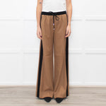 Me + Em Camel Double Waist Wide Leg Trousers