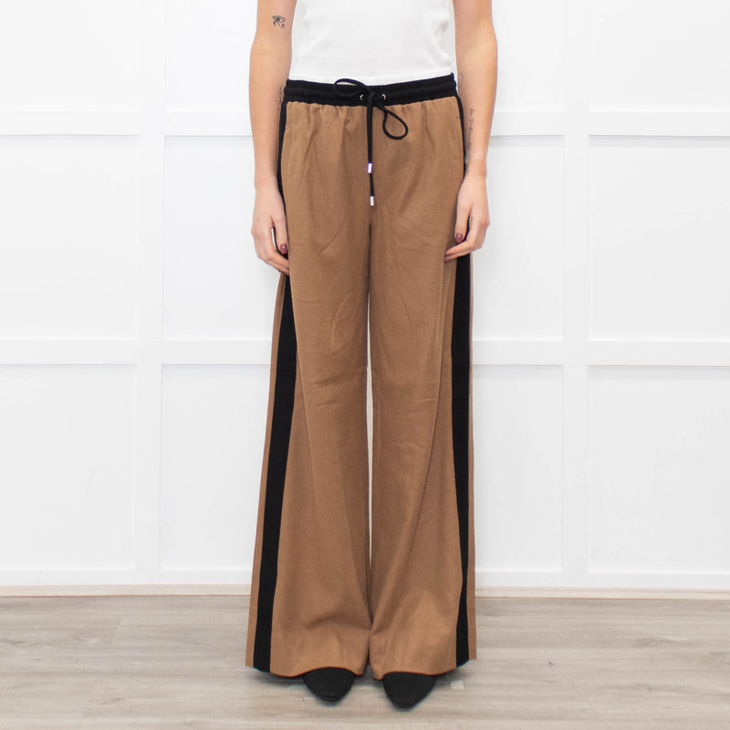 Me + Em Camel Double Waist Wide Leg Trousers
