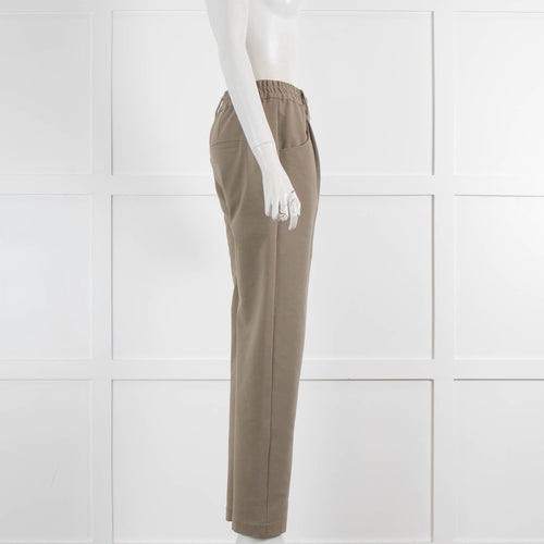 Brunello Cucinelli Olive Green Jersey Elasticated Waist Trousers