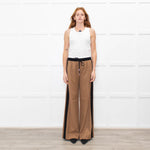 Me + Em Camel Double Waist Wide Leg Trousers
