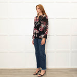 Pinko Black Pink Floral Sheer Long Sleeve Blouse