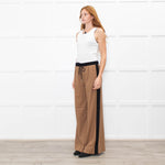 Me + Em Camel Double Waist Wide Leg Trousers