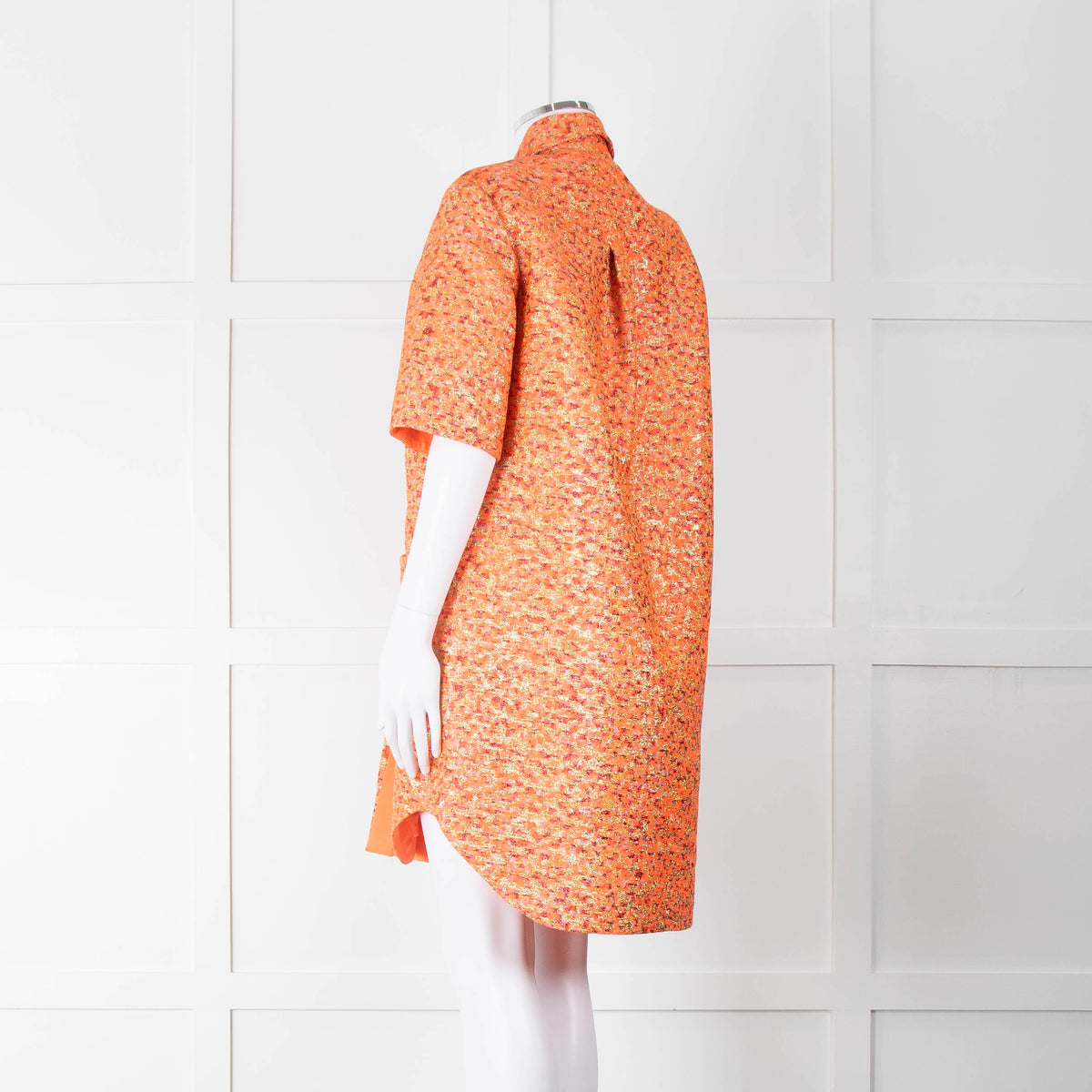Markus Lupfer Orange, Red Gold Thread Shirt Dress