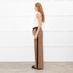 Me + Em Camel Double Waist Wide Leg Trousers