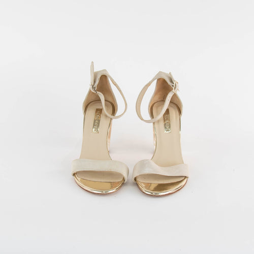 Freya Rose Cream Ankle Strap Sandal With pearlised Heel