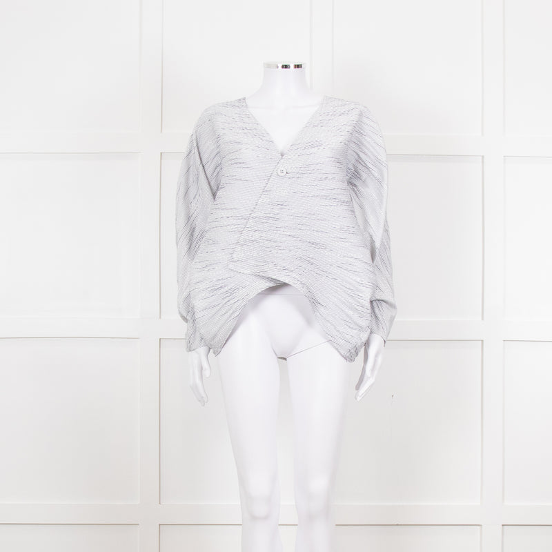 Issey Miyake White and Blue Micro Stripe Plisse Jacket