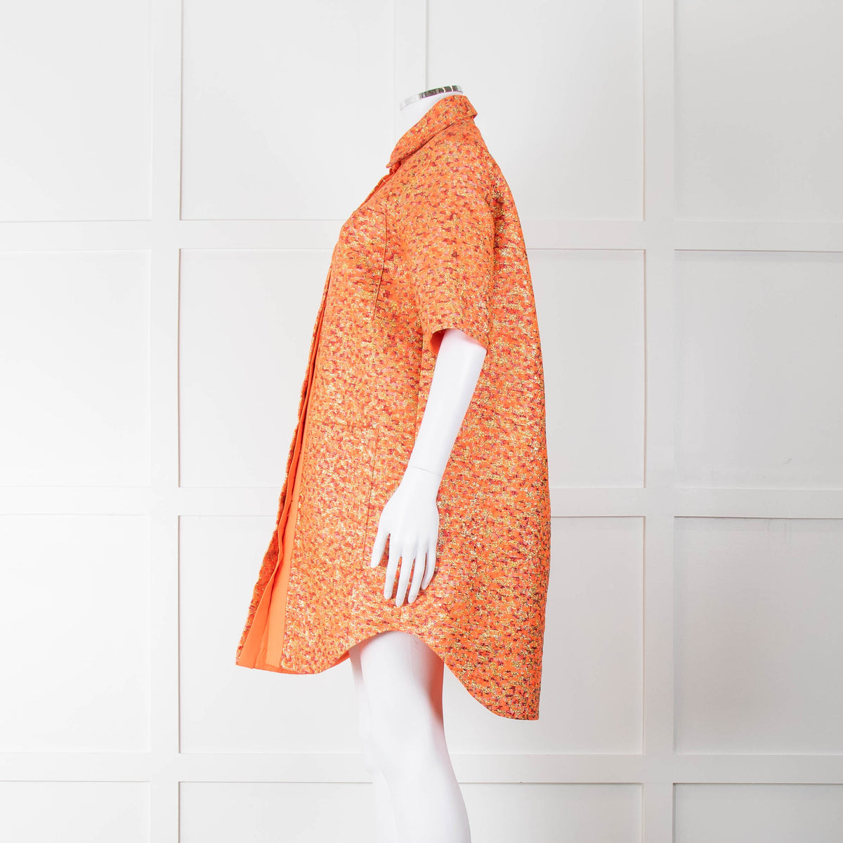 Markus Lupfer Orange, Red Gold Thread Shirt Dress