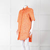 Markus Lupfer Orange, Red Gold Thread Shirt Dress