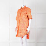 Markus Lupfer Orange, Red Gold Thread Shirt Dress