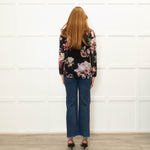 Pinko Black Pink Floral Sheer Long Sleeve Blouse