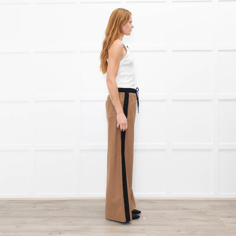 Me + Em Camel Double Waist Wide Leg Trousers