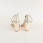 Freya Rose Cream Ankle Strap Sandal With pearlised Heel