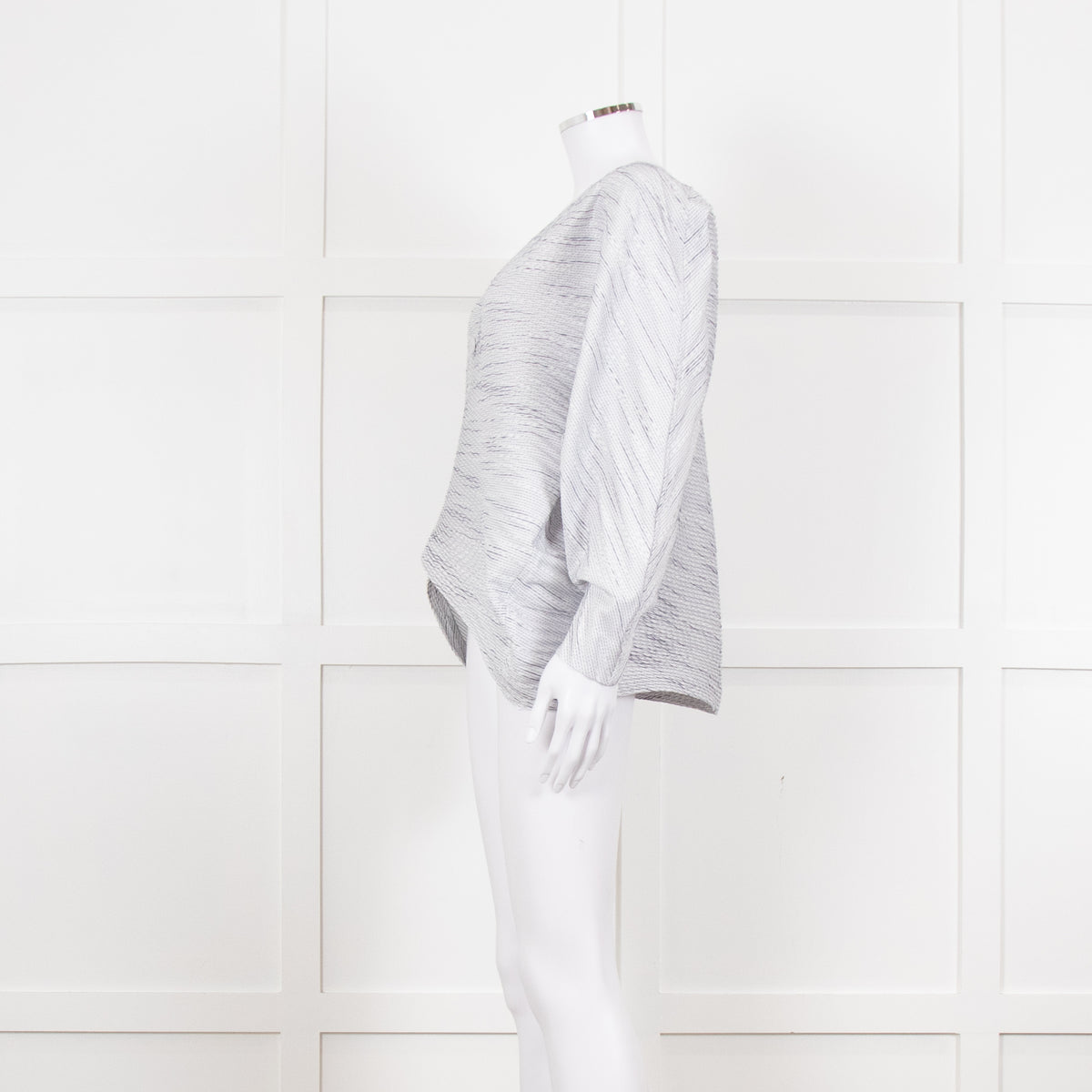 Issey Miyake White and Blue Micro Stripe Plisse Jacket