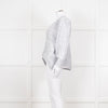 Issey Miyake White and Blue Micro Stripe Plisse Jacket