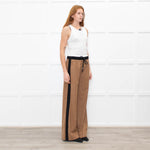Me + Em Camel Double Waist Wide Leg Trousers