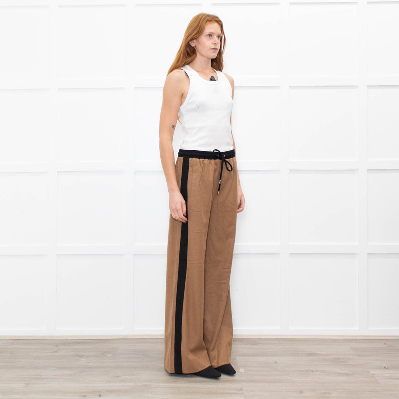 Me + Em Camel Double Waist Wide Leg Trousers