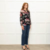 Pinko Black Pink Floral Sheer Long Sleeve Blouse