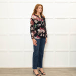 Pinko Black Pink Floral Sheer Long Sleeve Blouse
