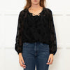 Pinko Black Star Print Sheer Long Sleeve Top