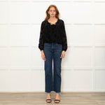 Pinko Black Star Print Sheer Long Sleeve Top