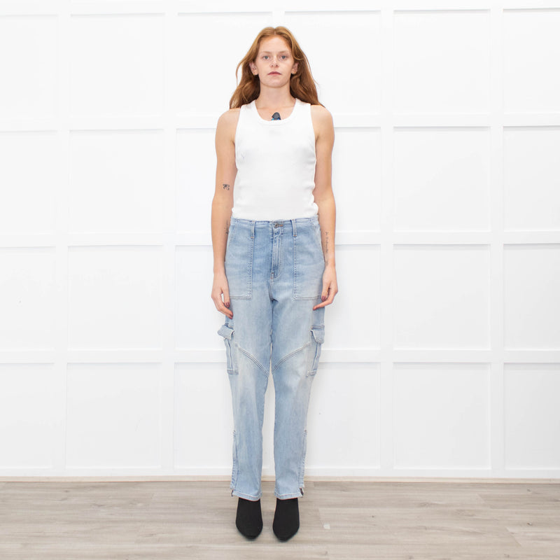 Jonathan Simkhai Pale Blue Jeans with Side Pockets And Zips