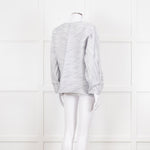 Issey Miyake White and Blue Micro Stripe Plisse Jacket