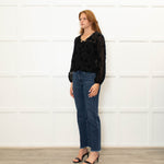 Pinko Black Star Print Sheer Long Sleeve Top