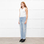Jonathan Simkhai Pale Blue Jeans with Side Pockets And Zips