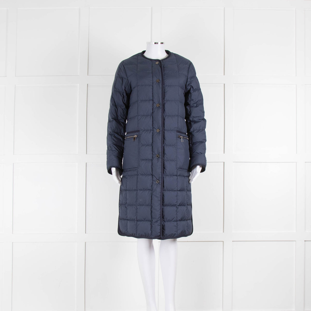 Moncler Navy Faisan Long Down Coat
