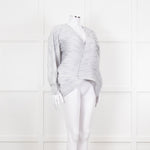 Issey Miyake White and Blue Micro Stripe Plisse Jacket