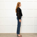 Pinko Black Star Print Sheer Long Sleeve Top