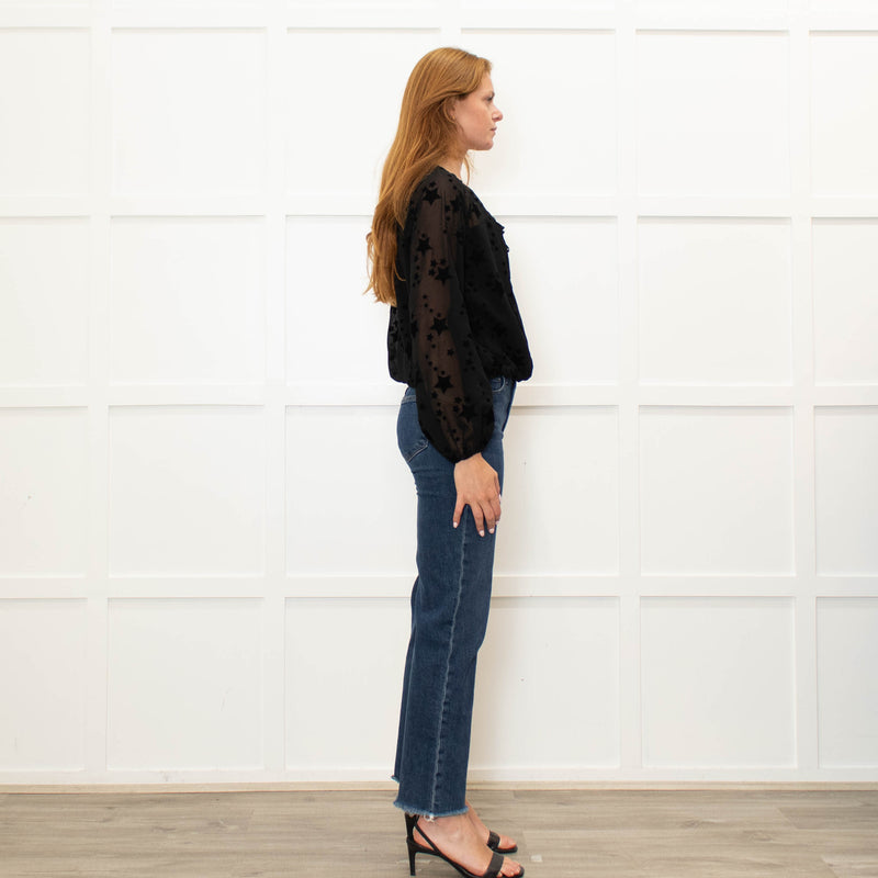 Pinko Black Star Print Sheer Long Sleeve Top