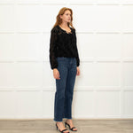 Pinko Black Star Print Sheer Long Sleeve Top