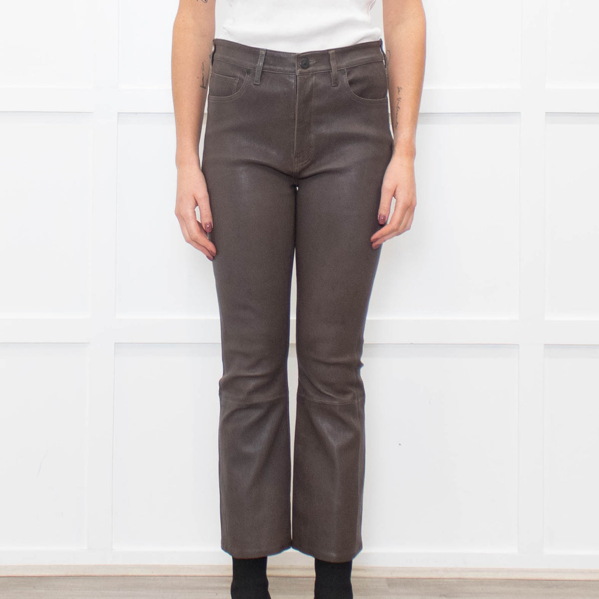 Citizens of Humanity Demy Lambs Leather Cropped Flare Trousers