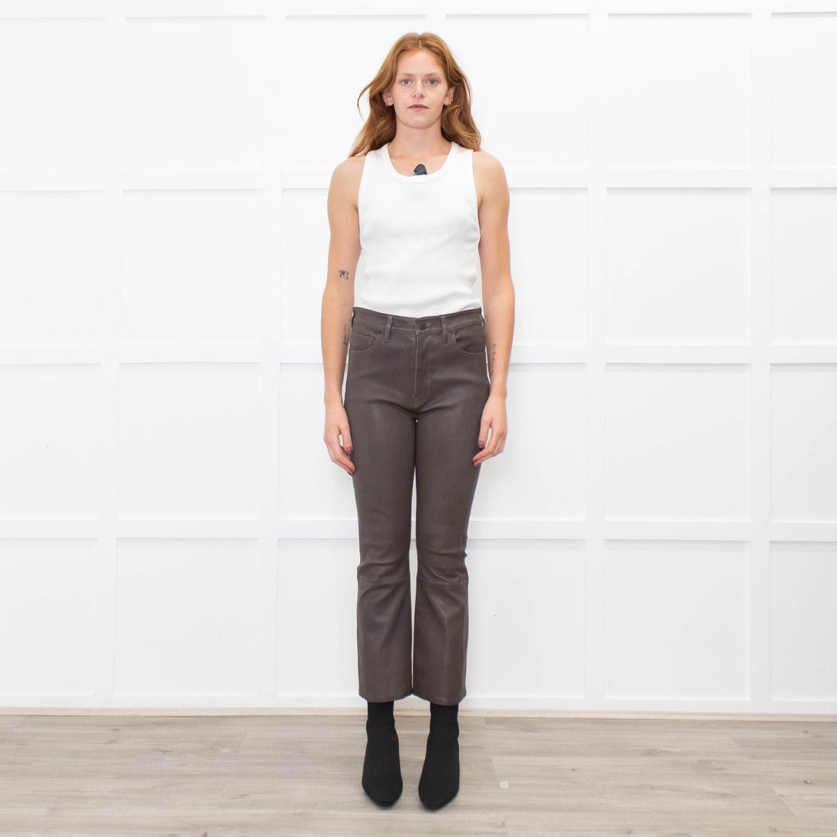 Citizens of Humanity Demy Lambs Leather Cropped Flare Trousers