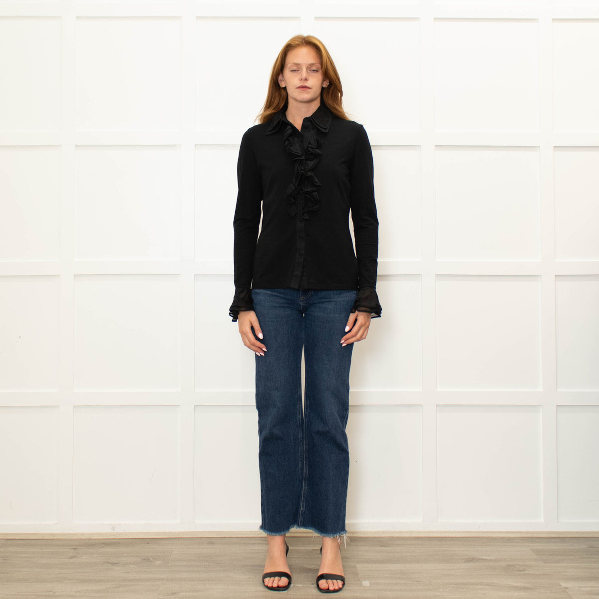 Anne Fontaine Black Frill Trim Shirt