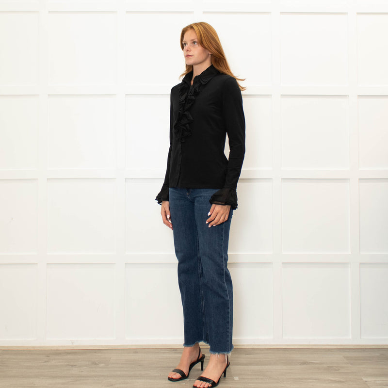 Anne Fontaine Black Frill Trim Shirt