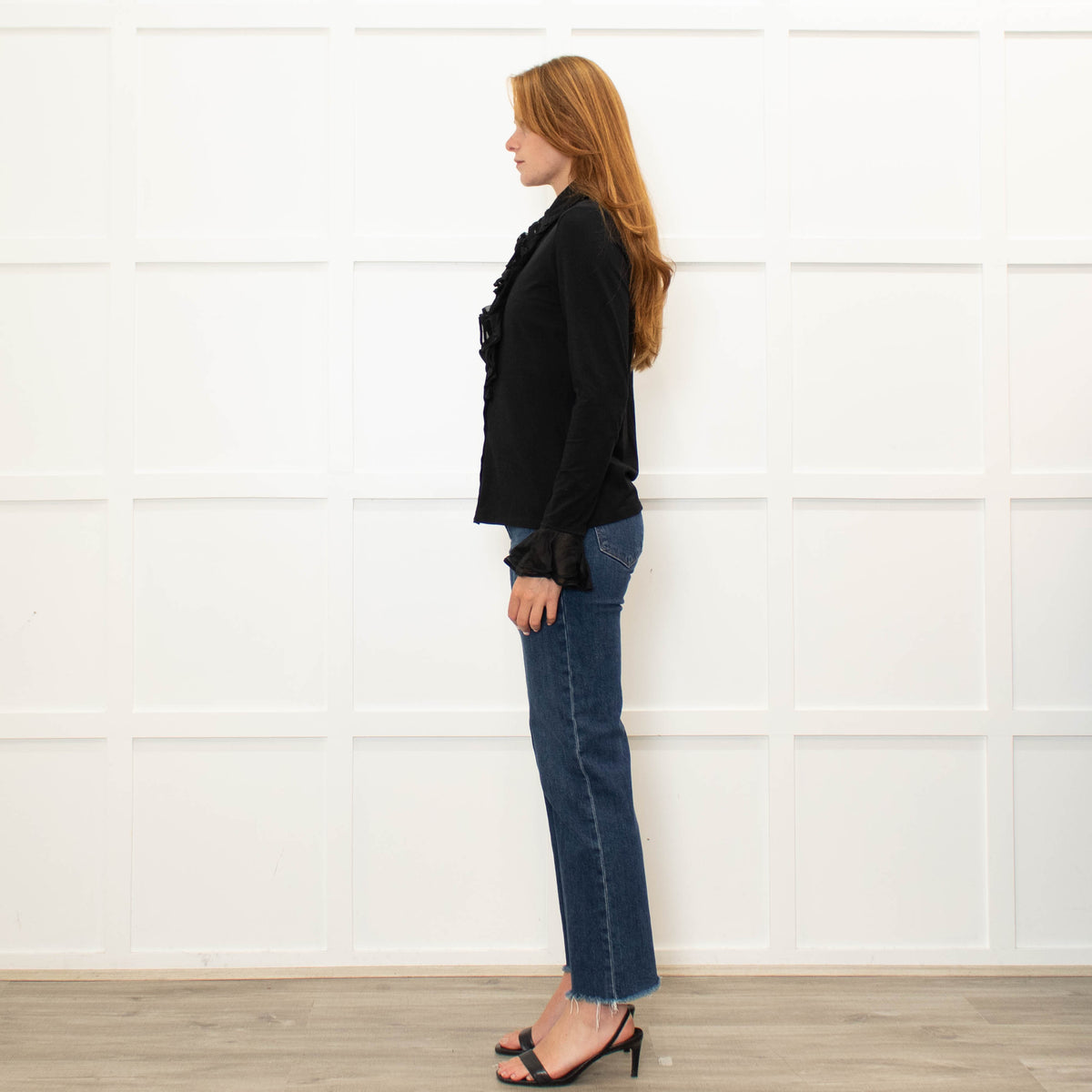 Anne Fontaine Black Frill Trim Shirt