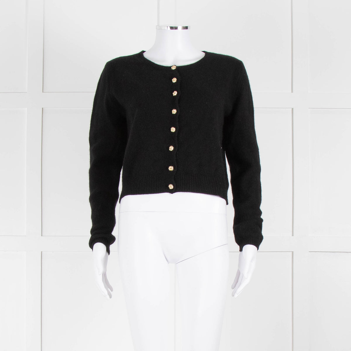 Reformation Black Cashmere Cardigan With Gold Buttons