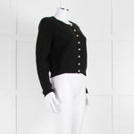 Reformation Black Cashmere Cardigan With Gold Buttons