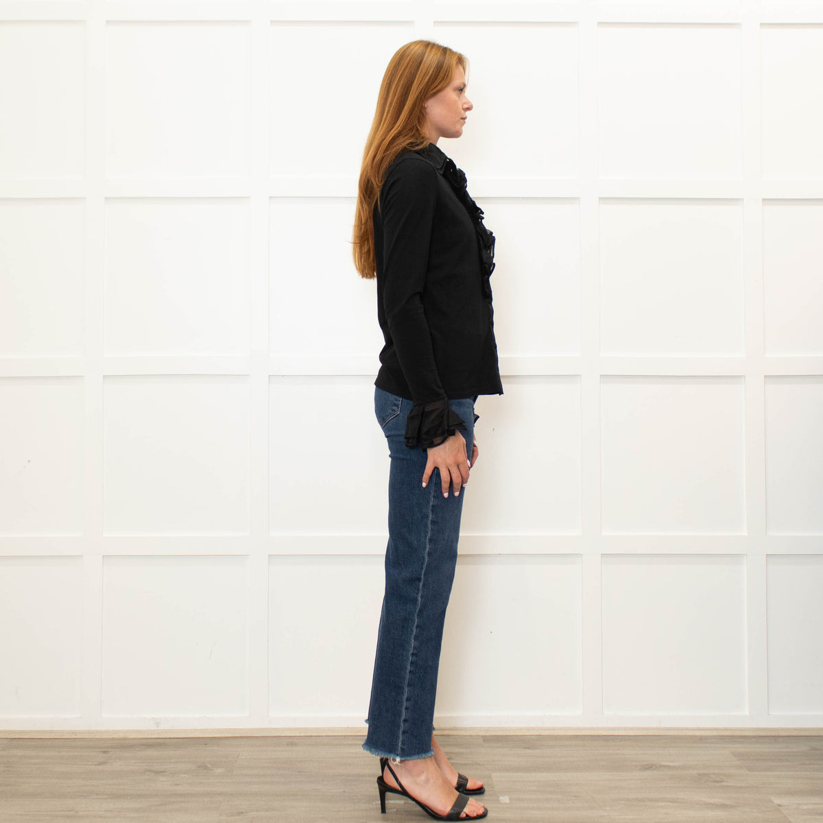 Anne Fontaine Black Frill Trim Shirt