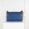 Chanel Blue Calfskin Boy Bag with Brushed Gold Hardware