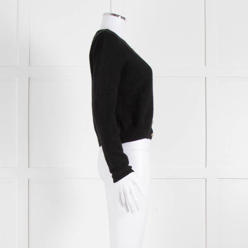 Reformation Black Cashmere Cardigan With Gold Buttons