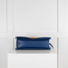 Chanel Blue Calfskin Boy Bag with Brushed Gold Hardware