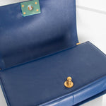 Chanel Blue Calfskin Boy Bag with Brushed Gold Hardware