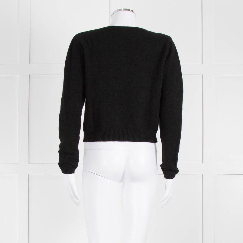 Reformation Black Cashmere Cardigan With Gold Buttons