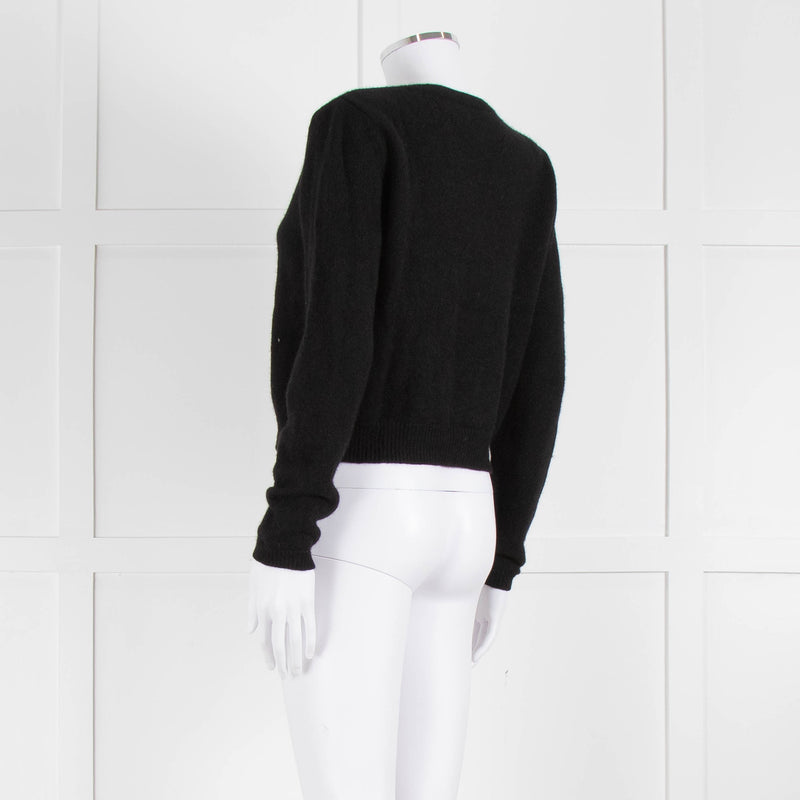 Reformation Black Cashmere Cardigan With Gold Buttons