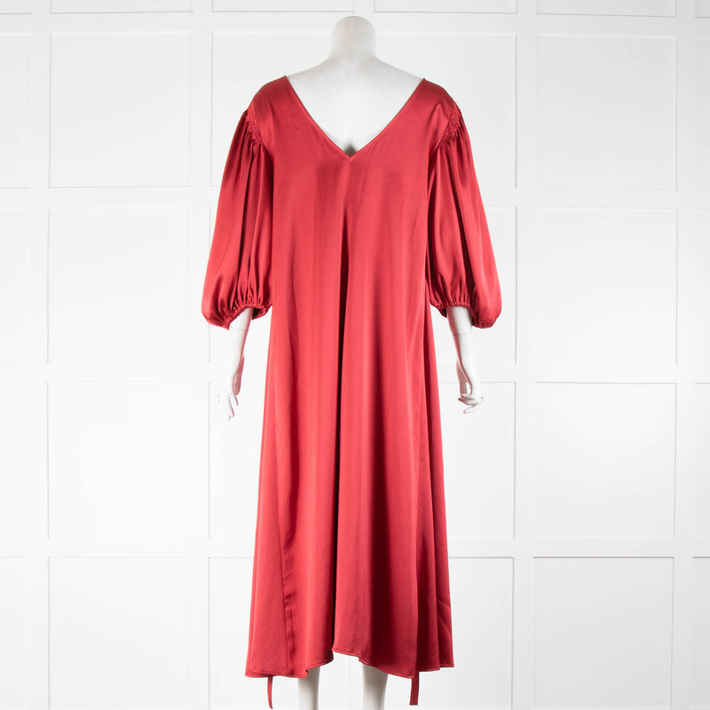 Stine Goya Red Satin Marlen Midi Dress Phoenix Style