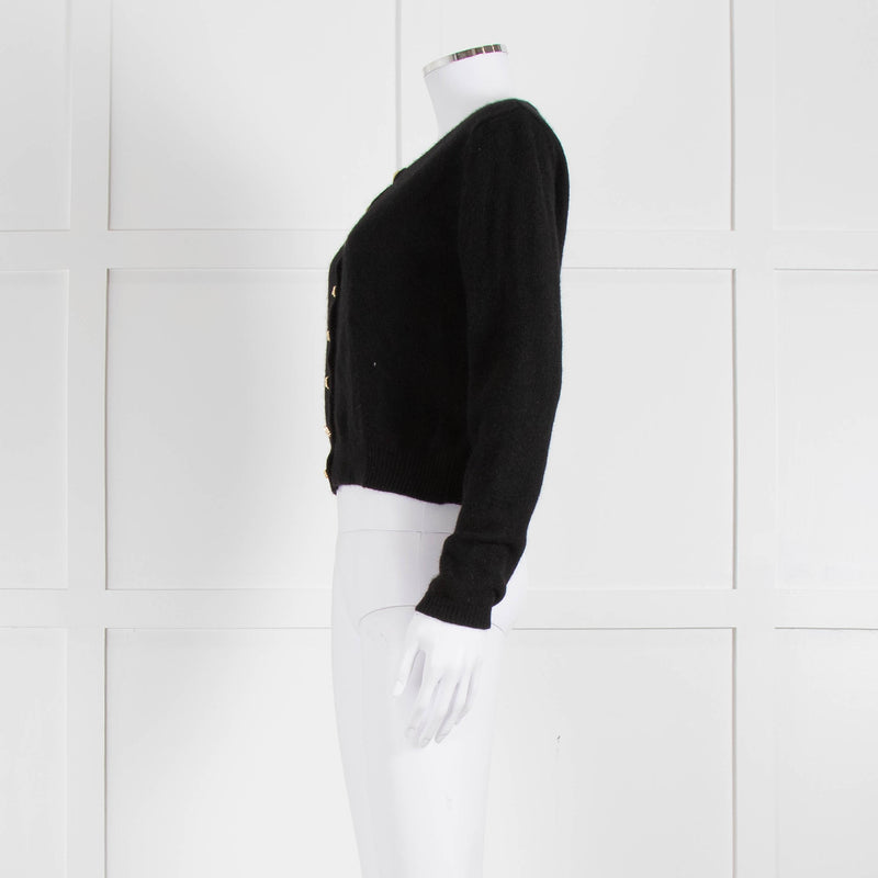 Reformation Black Cashmere Cardigan With Gold Buttons