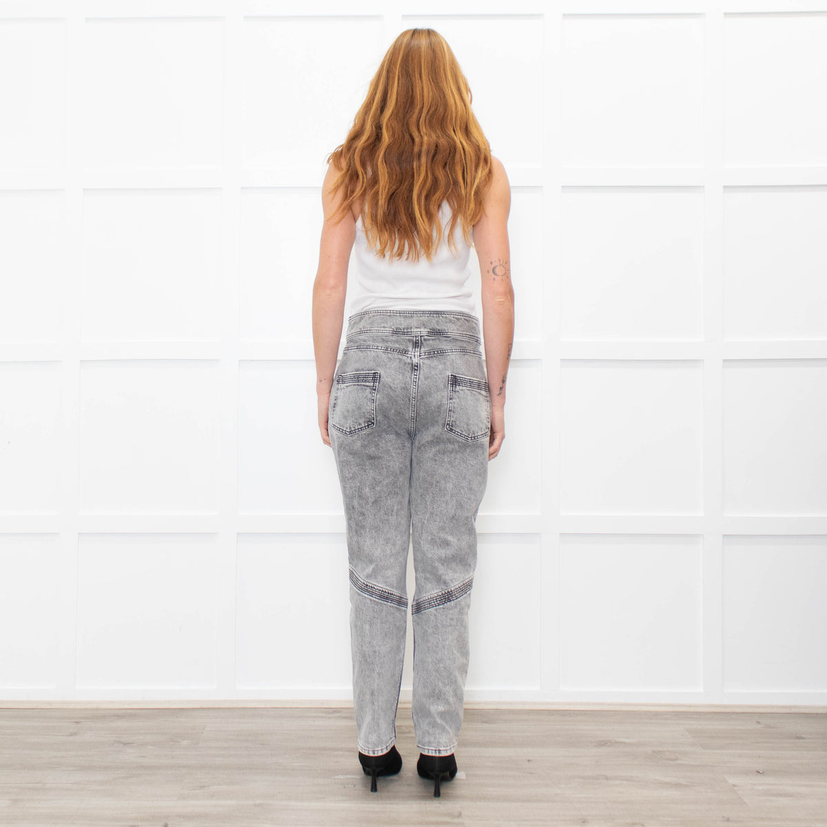 ba&sh Washed Grey Denim Jeans With Large Pockets